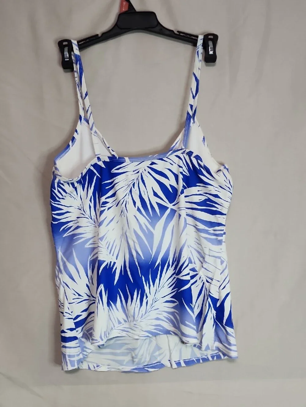 Jaclyn Smith Blue and White Palm-Print Two-Piece Swim Set